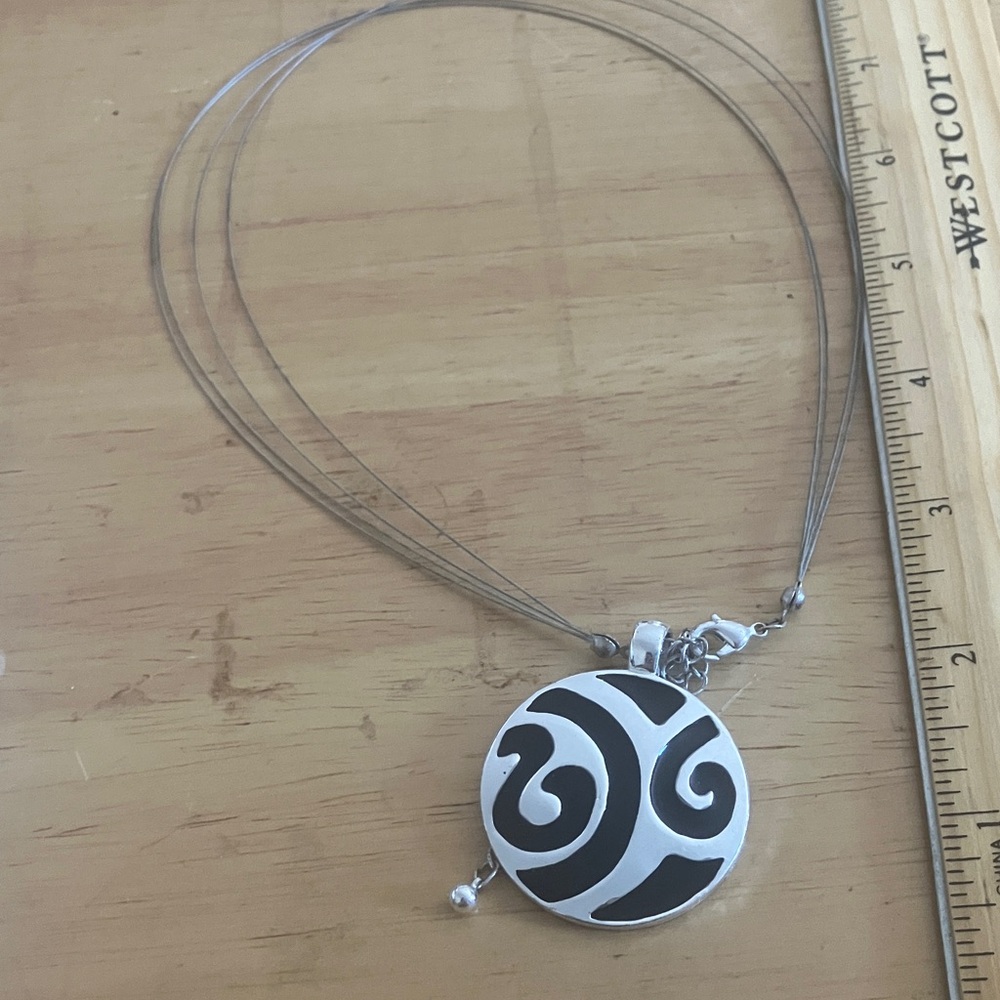 Silver and Black Pendant Necklace